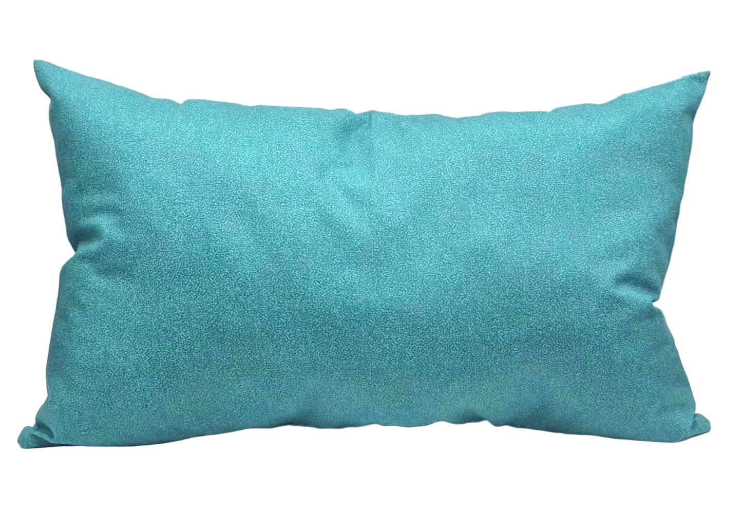 A teal rectangular lumbar pillow.