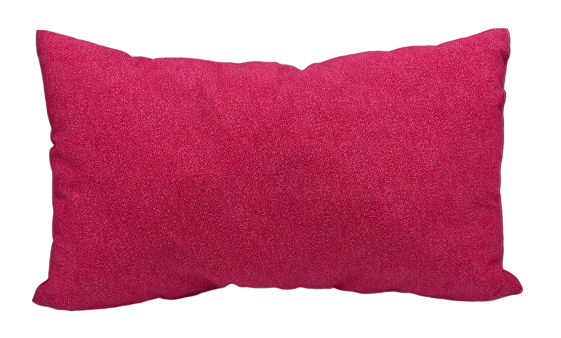 A bright pink rectangular throw pillow.