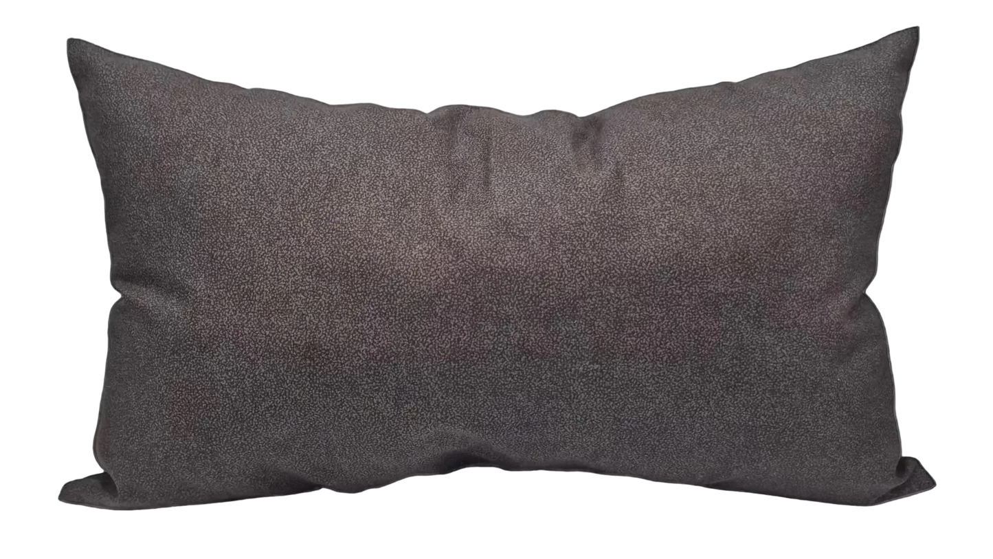 A rectangular dark charcoal gray throw pillow.