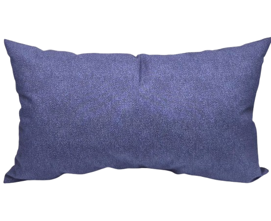 A rectangular lumbar throw pillow in a textured navy blue fabric.