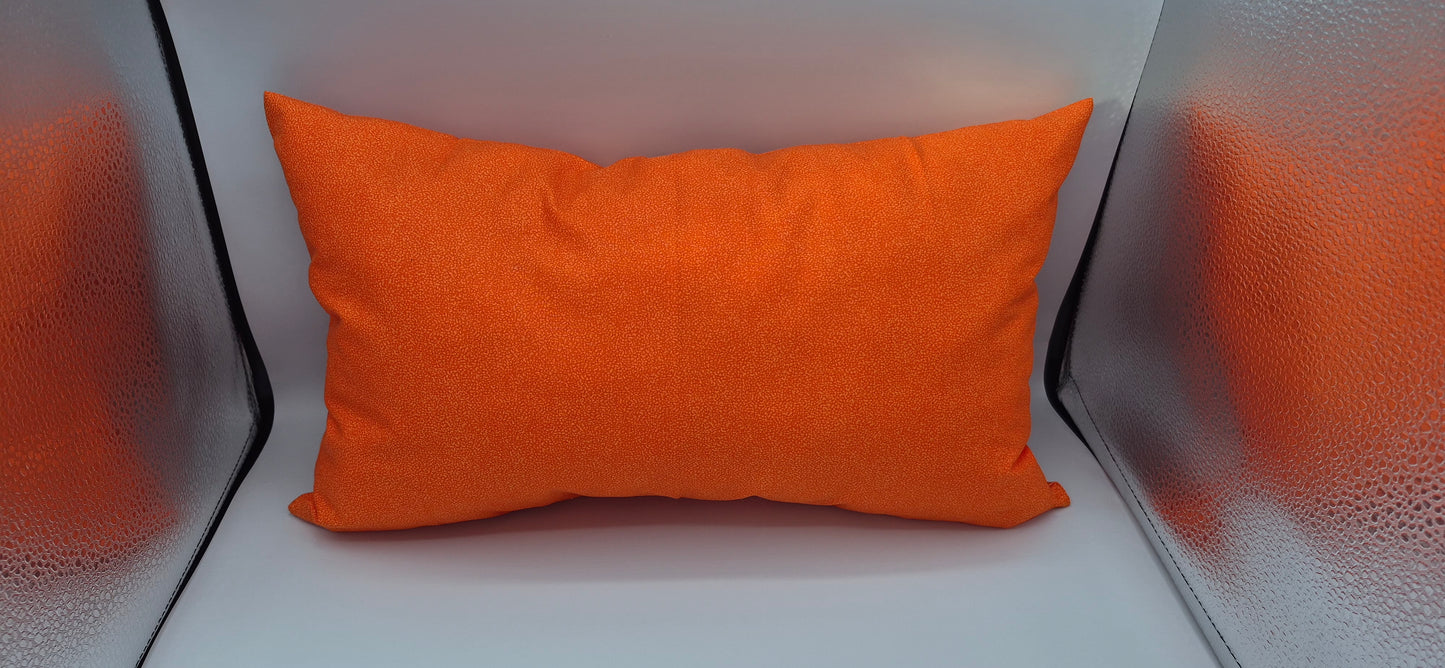 Small Décor Orange Pillow with Black Pumpkin Vinyl Design
